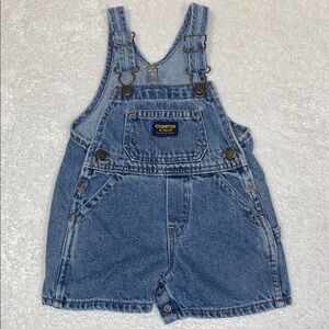 Vintage OshKosh B'gosh Blue Denim Jean shortalls  Overalls tide label 18m unisex